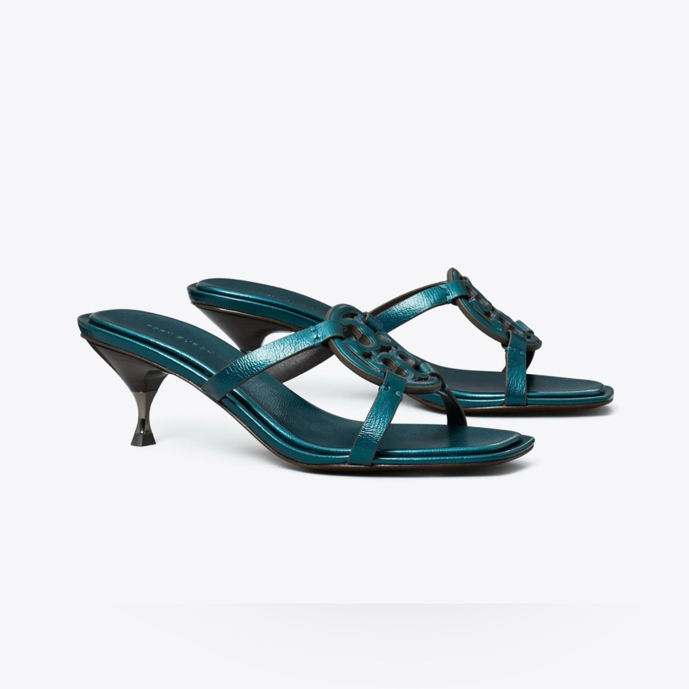 NEW tory burch miller bombe low heel sandal in turquoise, women’s 8.5